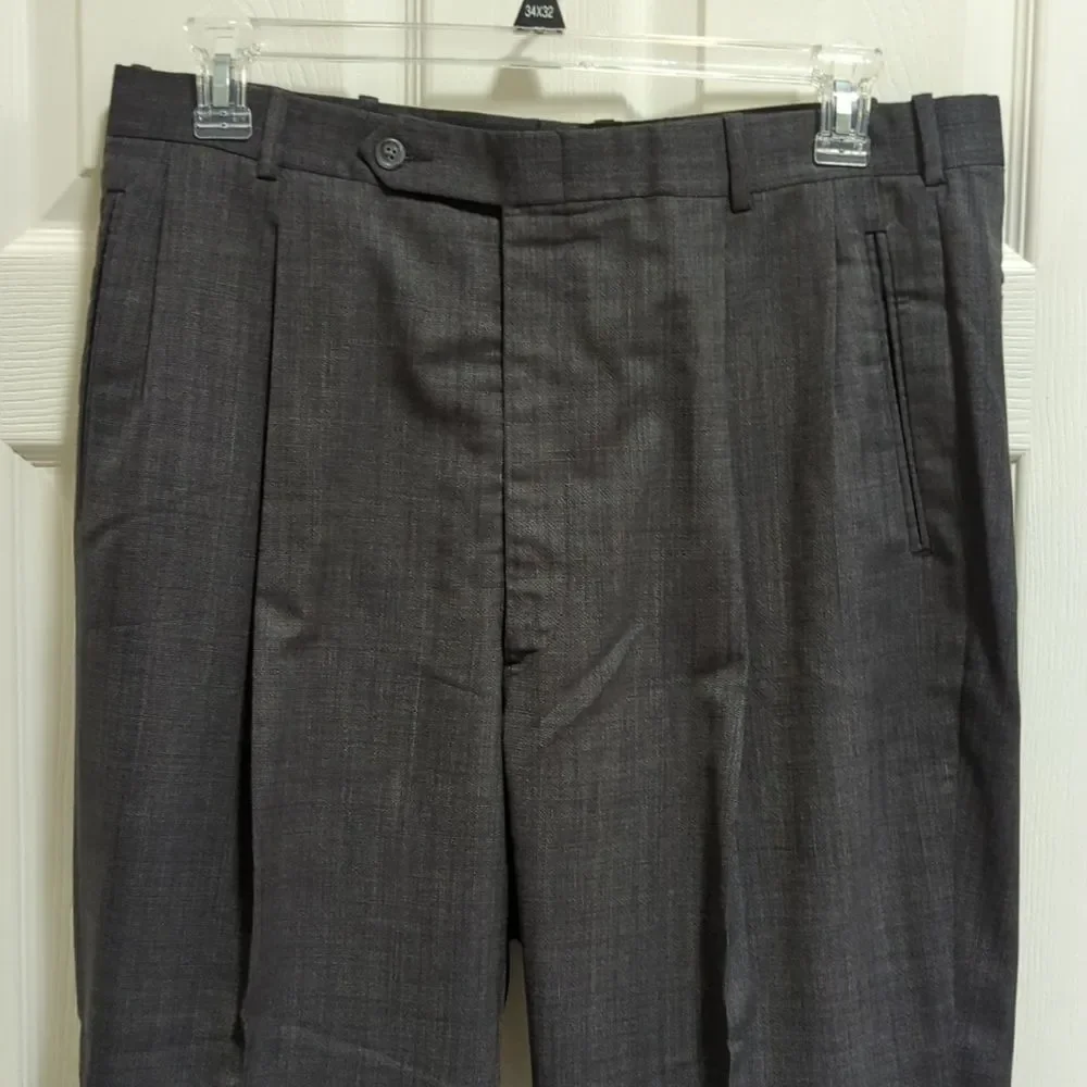 Goly LTD Custom Men's Dark Grey Tailored 100% Italian Wool Suit Single Vent 48R
